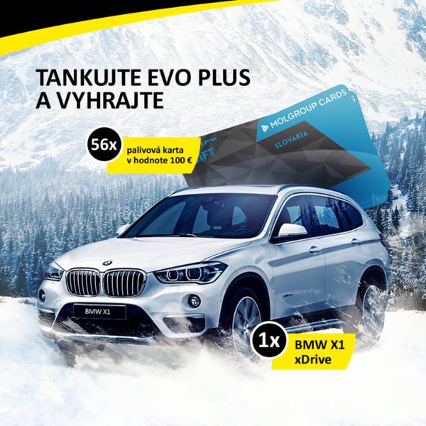 Tankuj EVO a vyhraj nové BMW X1 xDrive alebo 56x palivovú kartu MOL