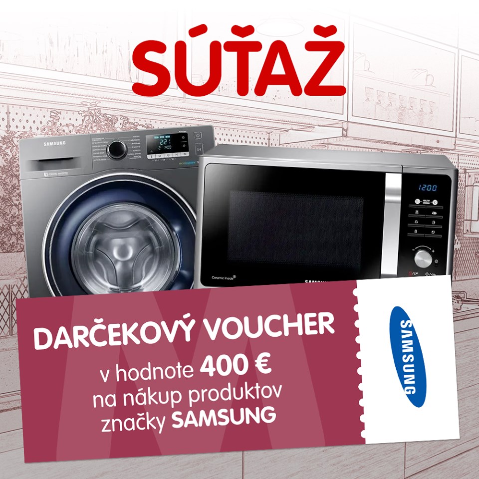 Súťaž o voucher na nákup produktov Samsung v hodnote 400 €