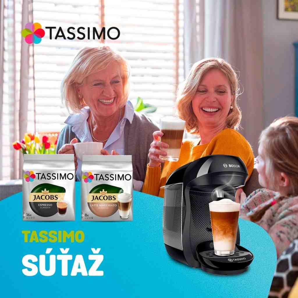 Súťaž o tri balenia kapslí TASSIMO a kávovar TASSIMO Happy