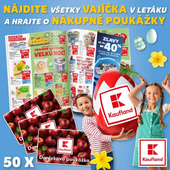 Veľkonočné vajíčka, vyhrajte poukážky Kaufland v hodnote 50€