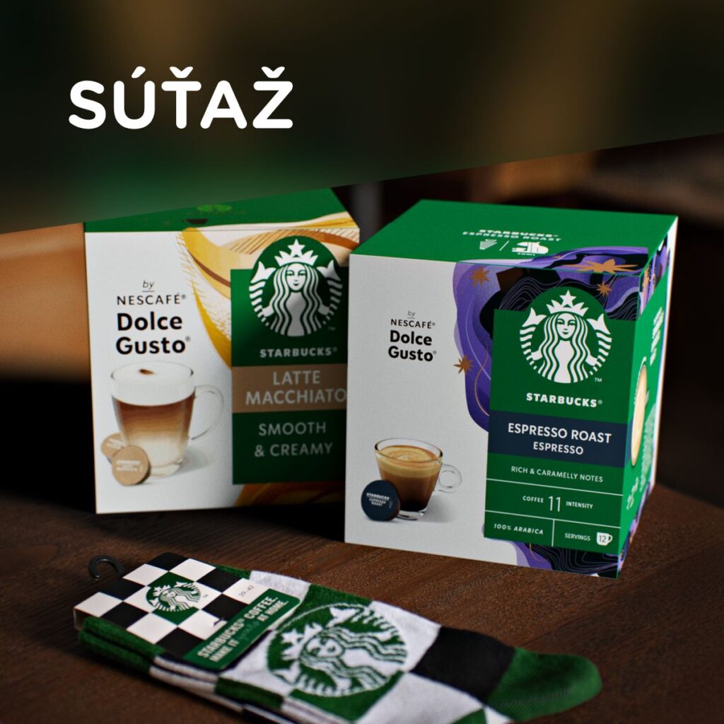 Vyhrajte balenie kapsúl STARBUCKS® Latte Macchiato a Espresso Roast spolu s ponožkami